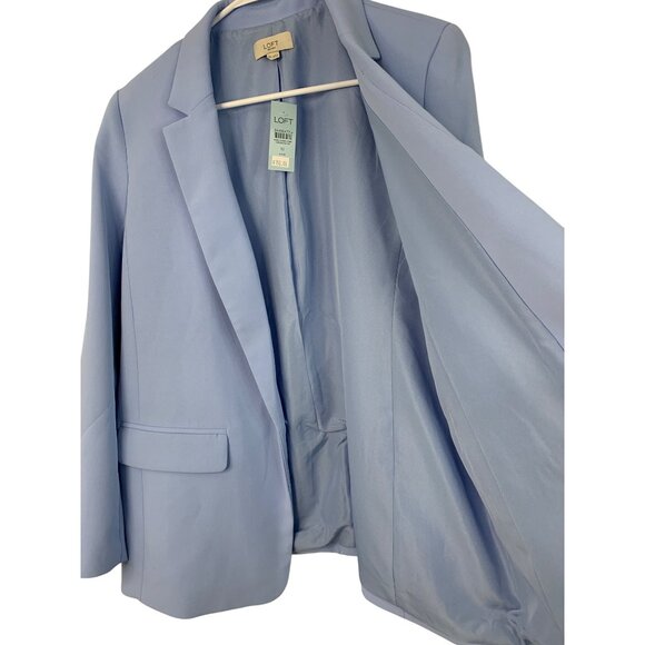 Loft Petite Blue Lined Blazer Jacket One-Button Rear Vent Washable Pockets 8700 - Picture 6 of 6